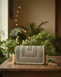 royal green pearl clutch